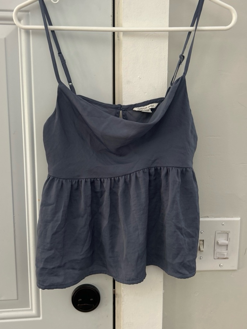 American Eagle Outfitters Slate Blue Cowl Neck Peplum Tank